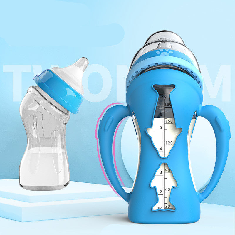 Glass Baby Bottle With Straw Drop-resistant